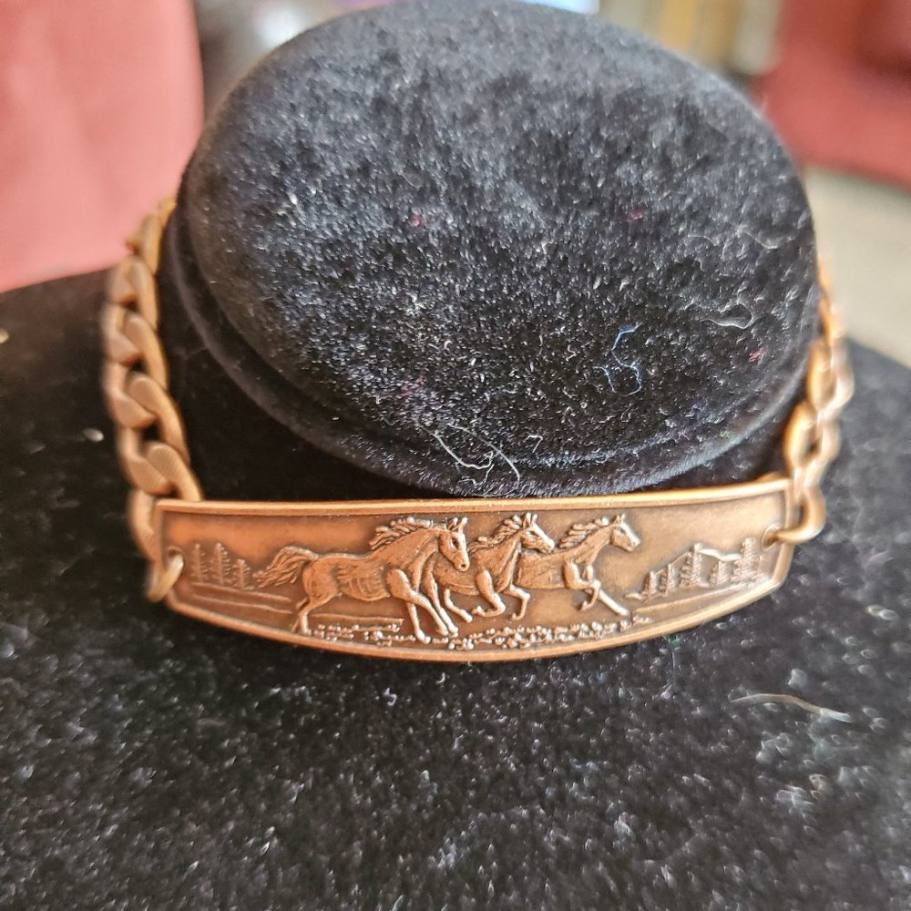 7.5" Copper Mustang Theme Chain Panel Bracelet
